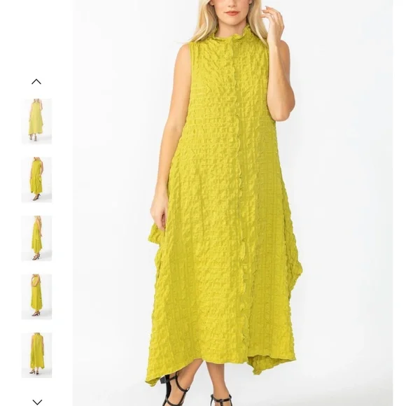 IC Collection Lime Sleeveless High Neck Textured Dress Merrow jacket XS - Picture 2 of 12